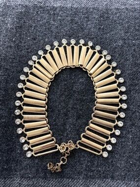Anthropologie Gold Tone Crystal Collar Necklace